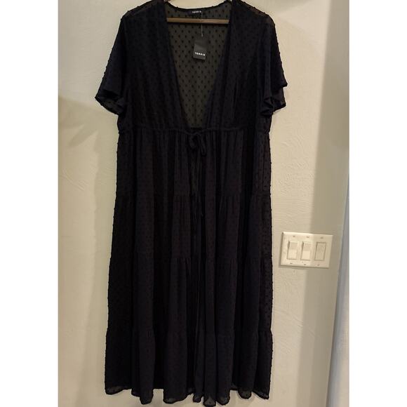 NWT Torrid Clip Dot Tiered Kimono Sheer 1X Witchy Layering Topper Black 14 16 - Picture 2 of 7